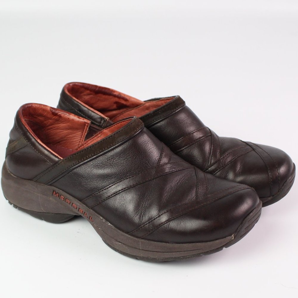 Merrell Primo Patch Bug Brown Leather Loafer Clog - image 1